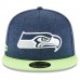 Men's Seattle Seahawks New Era Navy/Neon Green 2018 NFL Sideline Home Official 59FIFTY Fitted Hat 3058340